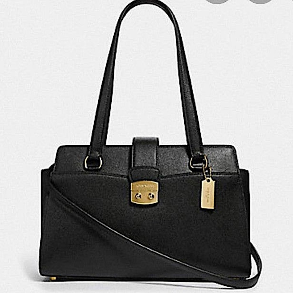 Black Coach bag with gold hardware